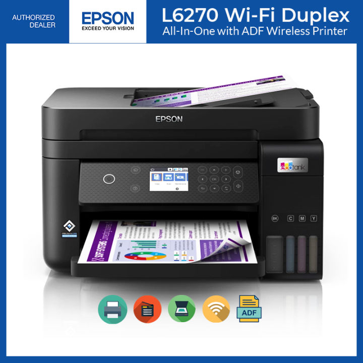 Epson L6270 EcoTank Printer Scanner Copier or Xerox 3 in 1 CISS Continous Ink with ADF WiFi