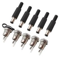 5Pair 5.5x2.1mm DC Power Male Plug Adapter Metal DC 099 5.5x2.1mm DC Female Jack Screw Nut Panel Mount Connector Waterproof Cap