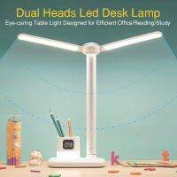 White Dual Heads LED Desk Lamp,Eye-caring Table Light Designed for Home OfficeReadingStudy,3 Lighting Modes 7 Brightness Level