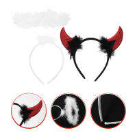 Boomss 2pcs Devil Horn An an an plume band band devil horns horns hair band เครื่องแต่งกายเครื่องแต่งกายอุปกรณ์เสริม