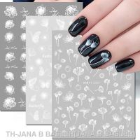 【LZ】✑  Nail Art Decals Transparent Florals Watercolor White Flowers Lotus Leafs Back Glue Nail Stickers Decoration For Nail Tips Beauty