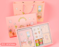 Gift Set Cartoon Cartoon Stationery Notebook Girl Diary Portable Paper Tape Notepad Birthday Present Stickers Stationery Set