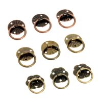 12pcs Antique Brass Decorative Mini Jewelry Chest Box Furniture Handle Cabinet Dresser Drawer Pull Knob Ring Door Handle w/Screw