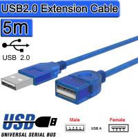 สายต่อยาว สายพ่วง  USB 2.0 Cable ยาว 5m USB2.0 Extension Extender Male To Female Cable USB Data Cables For PC Keyboard Printer Camera Mouse Game Controller