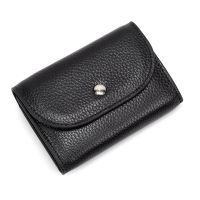 2X PU Leather Coin Purse Mini -Capacity Coin Bag Head Layer Cowhide Multifunctional Business Card Bag Black