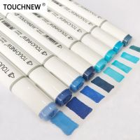 Touchnew 8 Colors Blue Art Marker Set Sketch Markers Based For Manga School Office pens Design Supplies