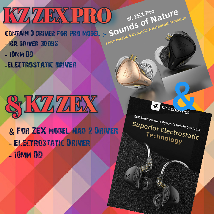 KZ ZEX PRO/KZ ZEX Electrostatic+ Dynamic Hybrid Dual Unit In Ear ...