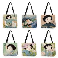 B13061 Traditional Retro Chinese Cheongsam Women Printed Handbags Lady Tote Shopping Bag Single Shoulder Bags