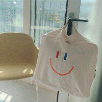 Storage Bags Cartoon Embroidered Smiling Face Zipper Handle Diagonal Bag Organizer for Clothes Hanging Organizers Clothing Home