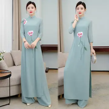 2024 Vietnam Ao Dai Cheongsam Traditional Oriental Dress Set