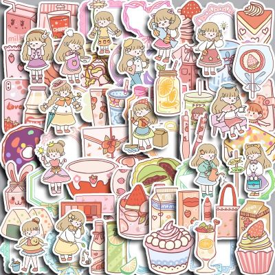 75pcs Dessert Girl Character Stickers Childrens Diy Computer Decoration Sticker Student Stationery Stickers Labels