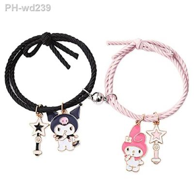 Kuromi My Melody Bracelet Magnetic Couples Bracelets Mutual Attraction Relationship Matching His Hers Rope Bracelet Gift