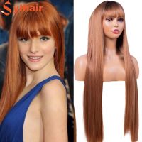 80cm Wig Super Long Straight Blonde Wigs Synthetic Wigs with Bangs for Women Christmas Cosplay Party Hair Wig Wig  Hair Extensions Pads
