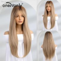oneNonly Synthetic Wig Blonde Wig Long Straight Wigs for Women Party Cosplay Natural Human Hair Heat Resistant [ Hot sell ] Toy Center 2