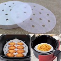 【Ready Stock】50Pcs Air Fryer Bamboo Steamer Papers Liners Grill Steaming Papers Mat Perforated Parchment Non-stick Baking Oil Paper Pot Basket Mat For 9 Inch Cooking Kitchen