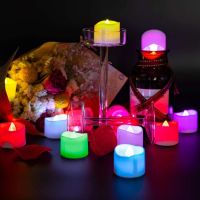 12Pcs Candle Light Multicolor Intelligent Timing Bright Flickering Internal Concave Bevel Wedding Decoration LED Candle