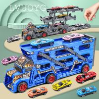 Montessori Toys For Boys Truck Transporter Racing Catapult Car Model Kids Children Toy Car Ejection Game Birthday Christmas Gift