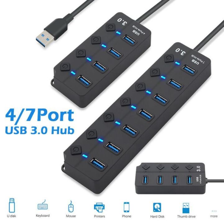 High Speed 4/7 Ports USB HUB 2.0 Adapter Expander Multi USB