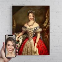 Customized Portrait Canvas Painting Poster Regal Queen Royal Woman General Girlfriend Mother Unique Gift Home Decoration Art