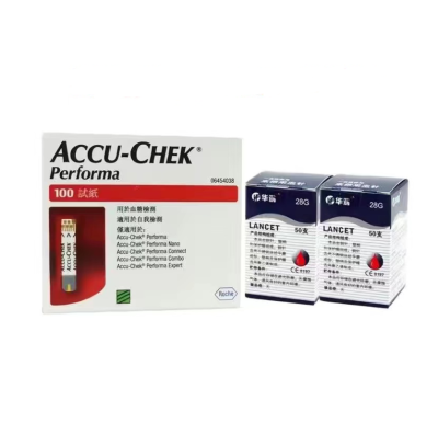 (Exp: กันยายน 30 2024)  Accu Chek PERFORMA แถบทดสอบระดับน้ำตาลในเลือด100แผ่น+ 100เข็ม Accuchek