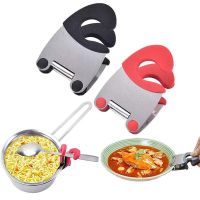 Stainless Steel Pot Side Clips Anti-scalding Pot Clip Spoon Holder Kitchen Multifunctional Silicone Clip Kitchen Accessories Pots Pans