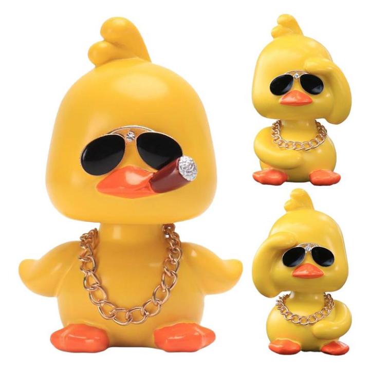 yellow-duck-car-ornaments-shaking-head-yellow-duck-car-accessories-funny-shaking-head-doll-with-sunglasses-and-necklace-for-motorcycle-bicycle-automobile-supple