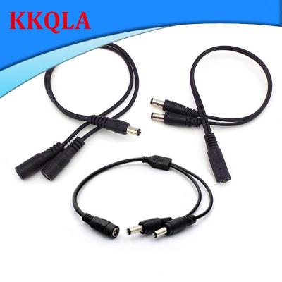 QKKQLA DC Power Supply Cable 5.5x2.1mm 1 to 2 Way Male to Female Jack Plug Connector Extension Cord for CCTV LED Light Strip