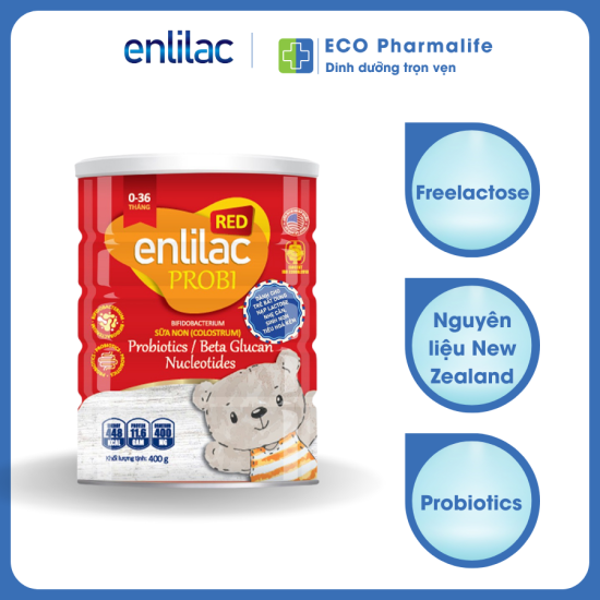 Sữa bột enlilac probi red dinh dưỡng cho trẻ bất dung nạp lactose lon hộp - ảnh sản phẩm 1