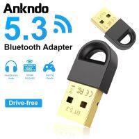 ~ Ankndo อะแดปเตอร์ดองเกิลรับสัญญาณเสียง ไร้สาย USB บลูทูธ 5.3 สําหรับคอมพิวเตอร์ แล็ปท็อป หูฟัง เครื่องพิมพ์เสียง