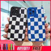 เคส IPhone 13 12 11 PRO MAX 6 7 6S 8 Plus X XR XS MAX Se 2020 6SPlus 7Plus 6Plus 8Plus XSMAX Klein Blue Checkerboard สี่เหลี่ยมสีดำและสีขาว Soft Case New Angel Eyes Case เคสโทรศัพท์