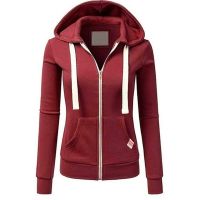 Zip Up Solid Color Drawstring Hoodies For Women Slim Fit Sweatshirt Casual Poleron Mujer 2021 Plain New Winter Fashion Hoodie