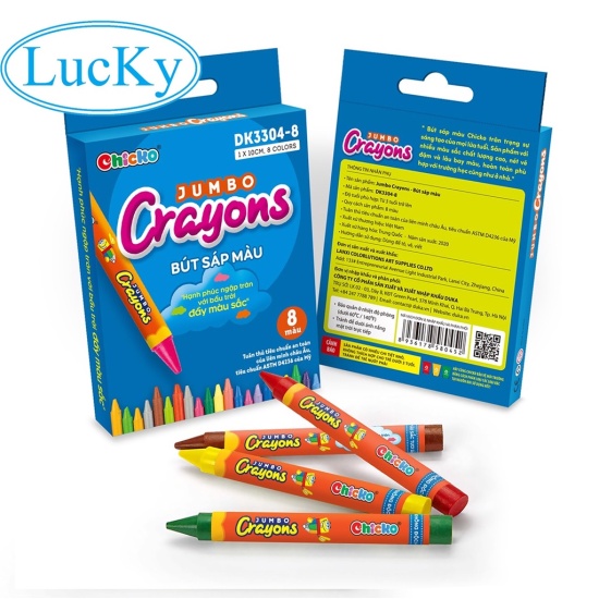 Bút sáp màu duka jumbo crayons 8 màu dk 3304 - 8 an toàn cho trẻ - ảnh sản phẩm 1
