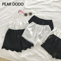 PEAR DODO ลูกไม้สไตล์เกาหลีป้องกันการลื่นความปลอดภัยกางเกงขาสั้นด้านล่างสำหรับผู้หญิง