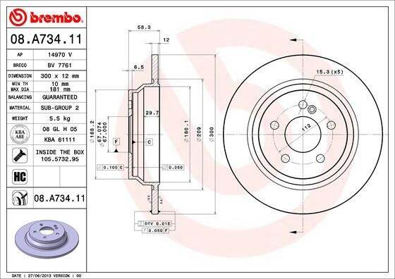 benz-1คู่-จานเบรค-หลัง-brembo-เบนซ์-รุ่น-s-class-w221-sl-class-r230-เบอร์-08-a734-11-oe-221-423-07-12-trw-df4915-จานเบรคหลัง