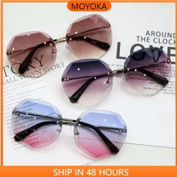 Best-selling new personality triangle borderless fashion sunglasses trend  ocean film sunglasses ladies wild temperament metal sunglasses | Wish