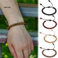 COD SDGREYRTYT wholesale Handmade Unisex Wooden Beaded Wax Rope Bracelet Spiritual Hand Jewelry Gift