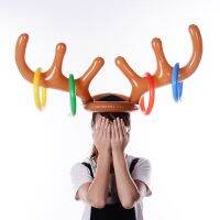 FASHIONXU New Party Kid Gift Halloween Christmas Reindeer Antler Hat Rings Toss Game Inflatable Toy