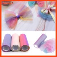 DANGL สีไล่ระดับสี ผ้างานฝีมือ 10หลา กากเพชรสีรุ้ง ม้วน Tutu Tulle นุ่มนุ่มๆ ชุดคลุมศีรษะ ผ้าโปร่งสีรุ้ง ดีไอวาย