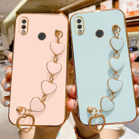 เคสสำหรับ Huawei Nova 3 3e 3i 4 4e 5T พร้อมห่วงโซ่แห่งความรักกรอบสี่เหลี่ยมจัตุรัสเคลือบ6D อย่างหรูหราเคสซิลิโคนแบบนิ่มกันกระแทกเคสมือถือมือถือฝาครอบด้านหลังสำหรับเด็กผู้หญิงเด็กผู้ชาย