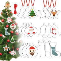 Blank Acrylic Decorations Christmas Tree Hanging Crafts DIY Christmas Acrylic Decorations Red Ribbon Christmas Crafts Clear Acrylic Christmas Ornaments