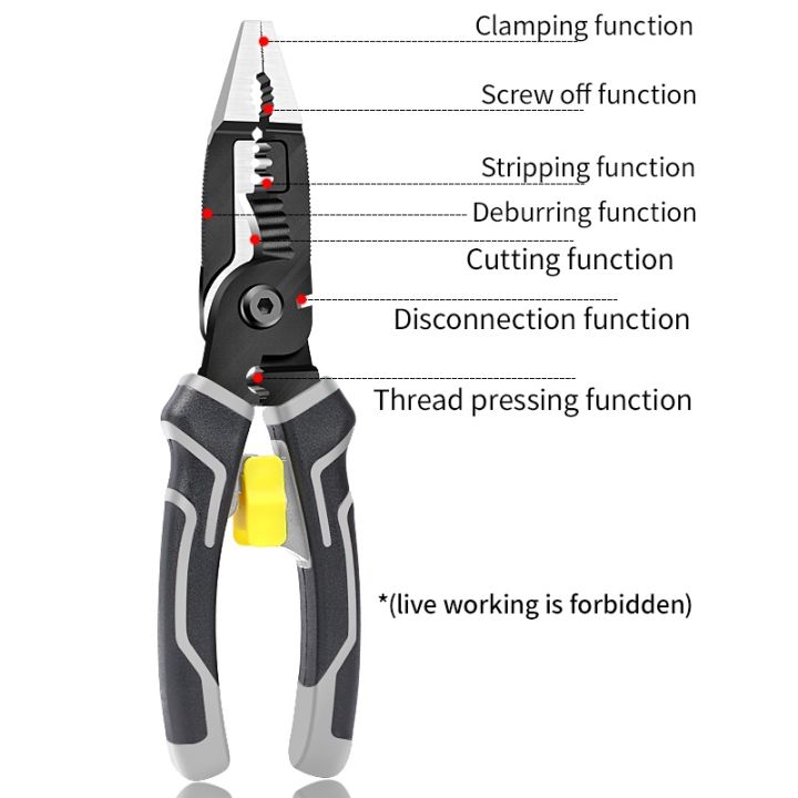 oudisi-multifunctional-electrician-pliers-long-nose-pliers-wire-stripper-cable-cutter-terminal-crimping-hand-tools