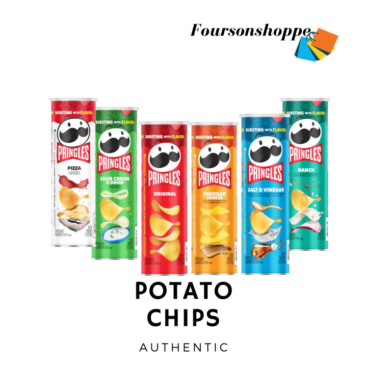 Pringles Authentic Potato Chips Original, Sourcream, Cheddar Cheese