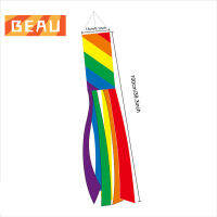 BEAU ธงพิมพ์ลายลานภายนอกธงแสดงทิศทางลมสีรุ้งตกแต่งกลางแจ้งที่ทนทานและน่าสนใจ