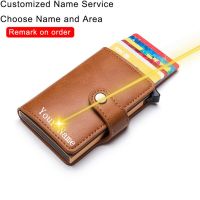 BISI GORO Customized Wallet RFID Blocking Credit Card Holder Hasp Design Protector Smart Wallet Aluminum Box Slim Leather Wallet Card Holders