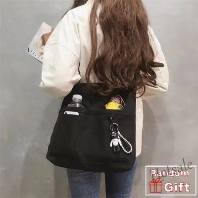 【hot sale】☒✳ C16 【Ready Stock Malaysia】Tote Bag student Sling bag woman canvas black big korean cotton zip unisex