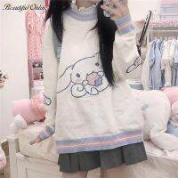 เสื้อสเวตเตอร์ Jacquard Cinnamoroll สไตล์วิทยาลัยญี่ปุ่นทุกการแข่งขันสาวนุ่มและเหนียวเสื้อกันหนาวสวมหัว JK น่ารักหวานแหววว