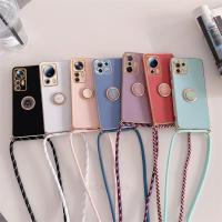 เคสสายคล้องแบบคาดตัวสายสายที่จับ1แหวนชุบเหมาะสำหรับ Xiaomi Mi 12T 11T Pro 13 12 11 Lite 5G NE ฝาครอบสี่เหลี่ยมบน Mi13 Mi12t