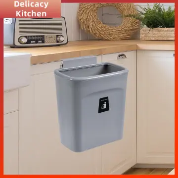 Hanging Kitchen Trash Can With Lid, Kitchen Cabinet Door Cupboard Trash Cans,  Under Sink Trash Cans, Trash Can For Bedroom Bathroom Office Rv 9l (whit