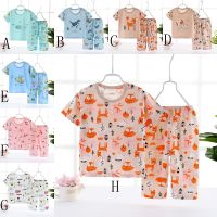 Kids Boys Girls Pajamas Sleepwear Home Suit 100 Cotton Short-Sleeved Air-Conditioning Suit Baby Casual Cartoon Tshirt