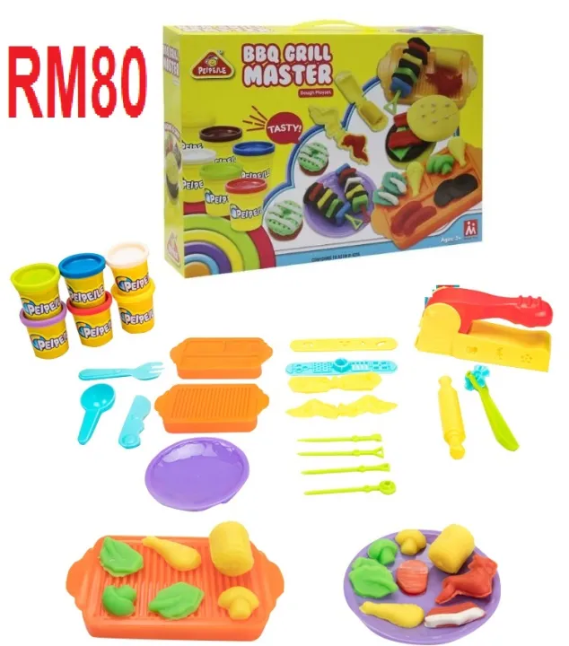 (WORLD NO 1) (READY STOCK) Play Doh BBQ GRILL Set CLAY( Barbeque Mainan